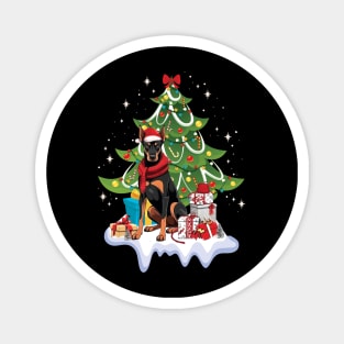 Merry Christmas Tree With Doberman Dog Magnet